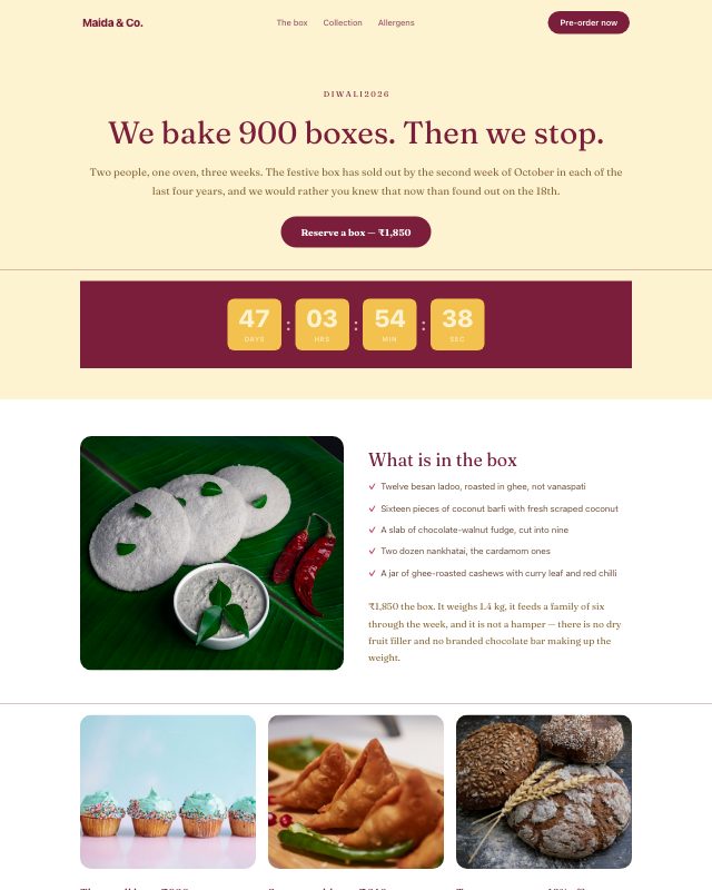 Festive Bakery Pre-Order landing page template — preview