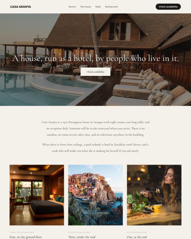 Boutique Hotel landing page template — preview