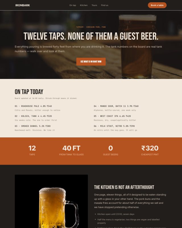Brewery Taproom landing page template — preview