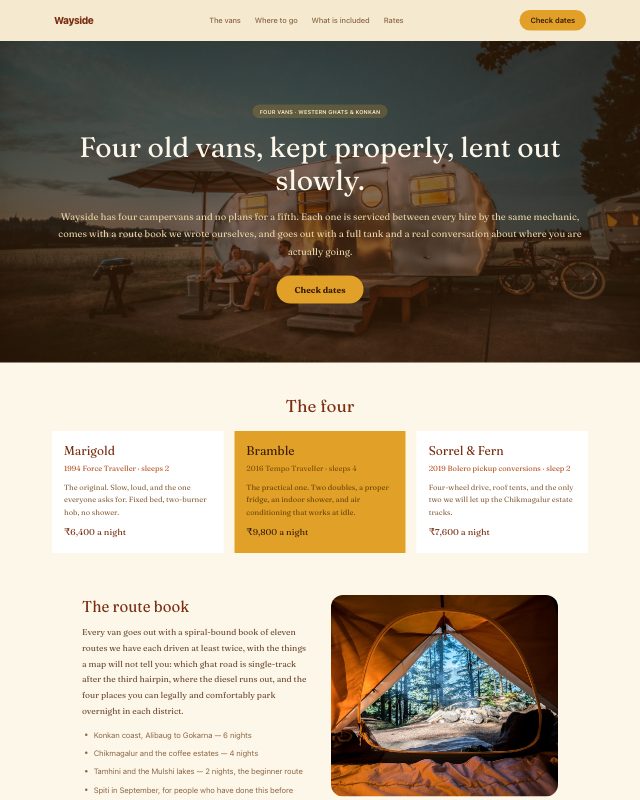 Campervan Rental landing page template — preview