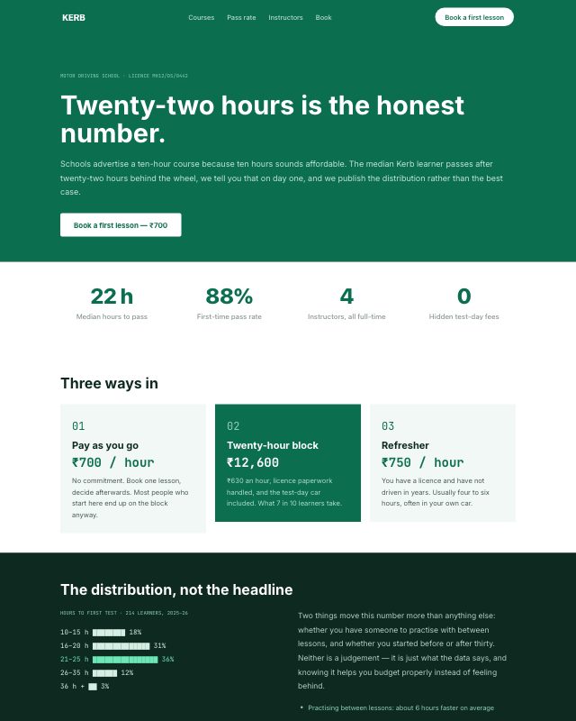 Driving School landing page template — preview