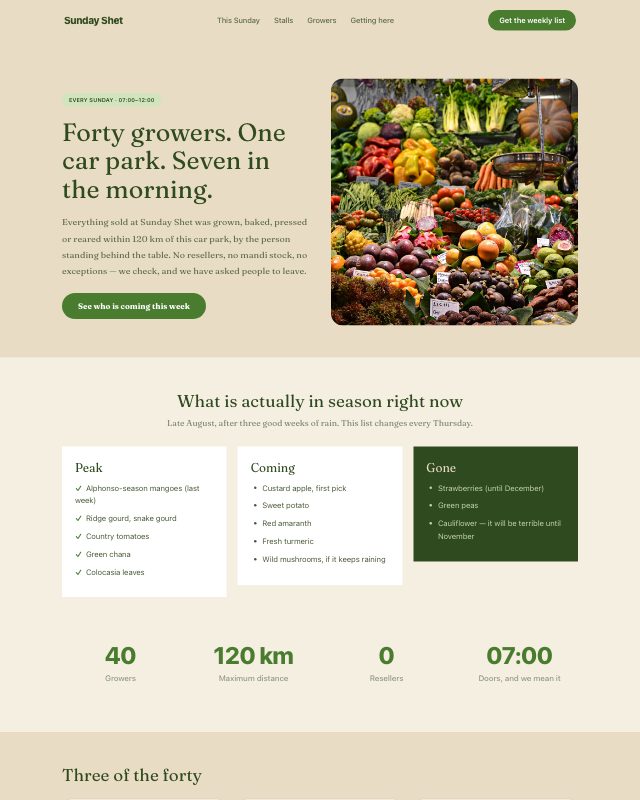 Farmers Market landing page template — preview