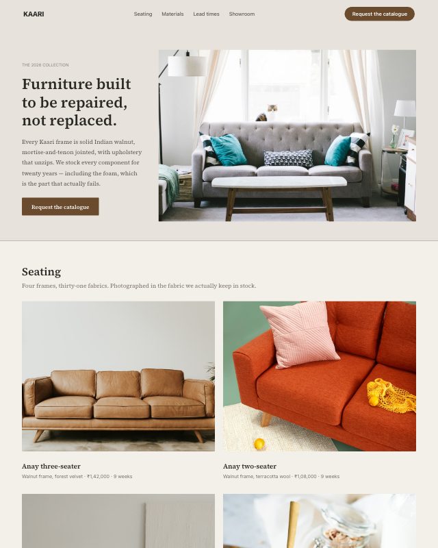 Furniture Collection landing page template — preview