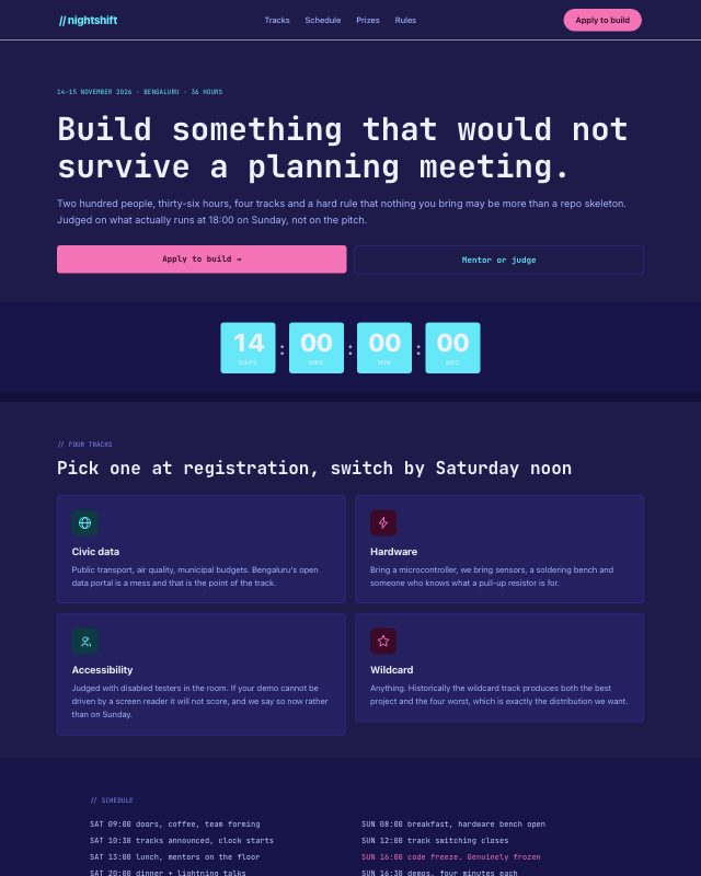 Hackathon Signup landing page template — preview