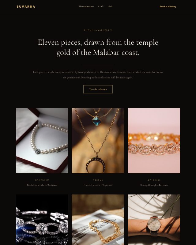 Jewellery Collection landing page template — preview