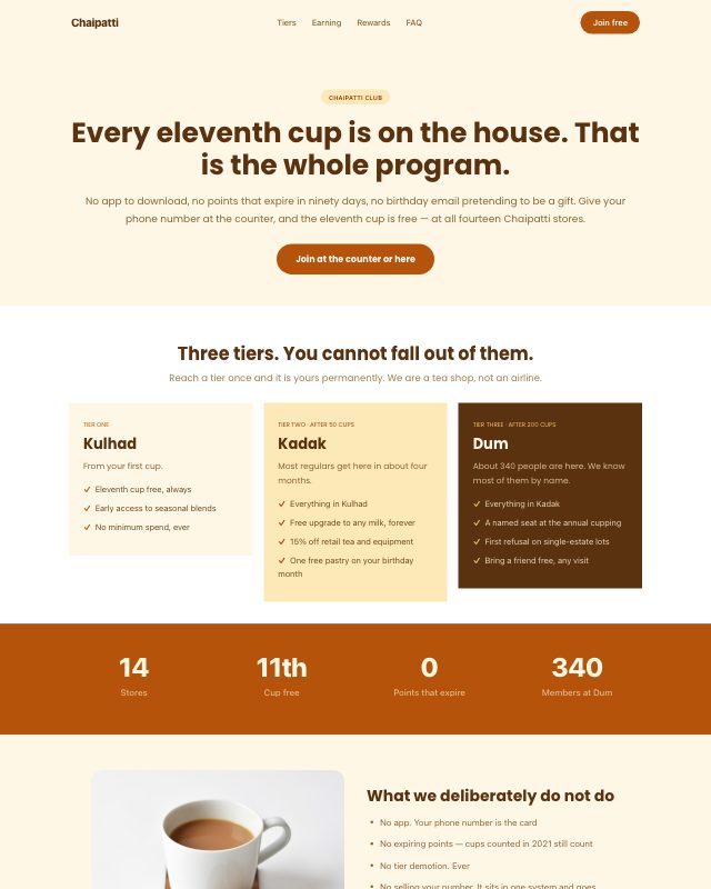 Loyalty Program landing page template — preview