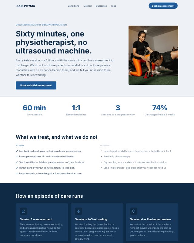 Physiotherapy Clinic landing page template — preview