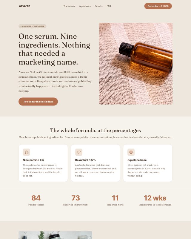 Skincare Product Launch landing page template — preview