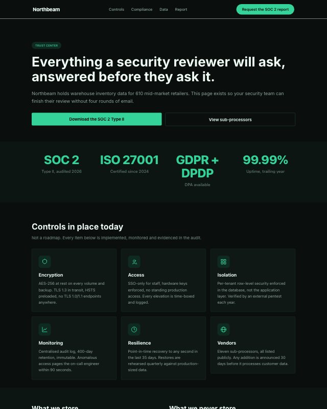 Trust & Security Page landing page template — preview