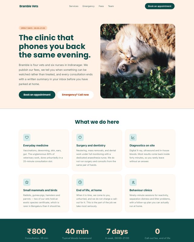 Veterinary Clinic landing page template — preview