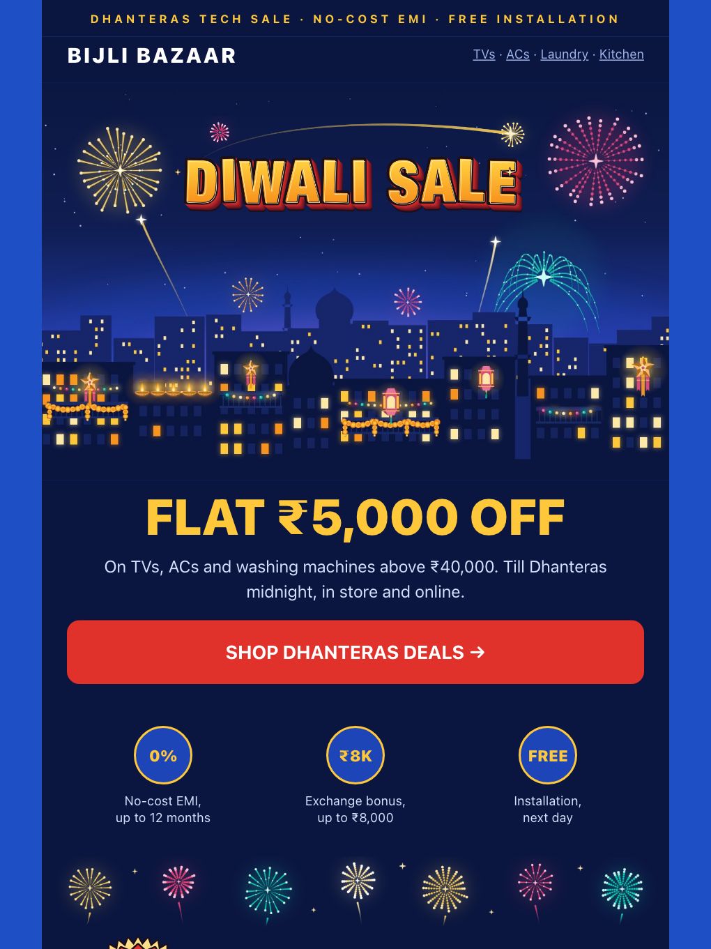 Dhanteras Electronics Sale — Appliance Store — email template preview