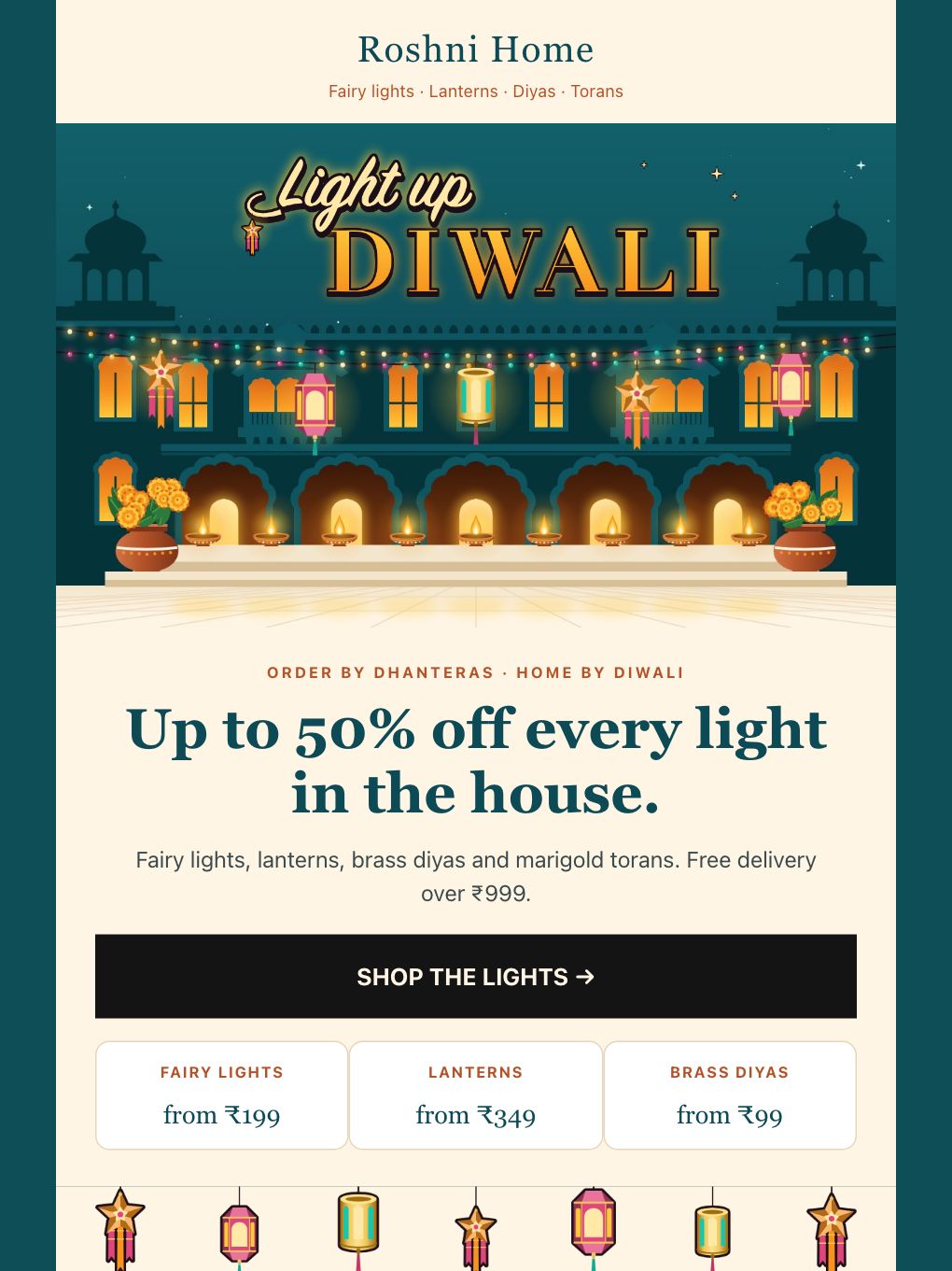 Diwali Lights & Décor Sale — Home Store — email template preview