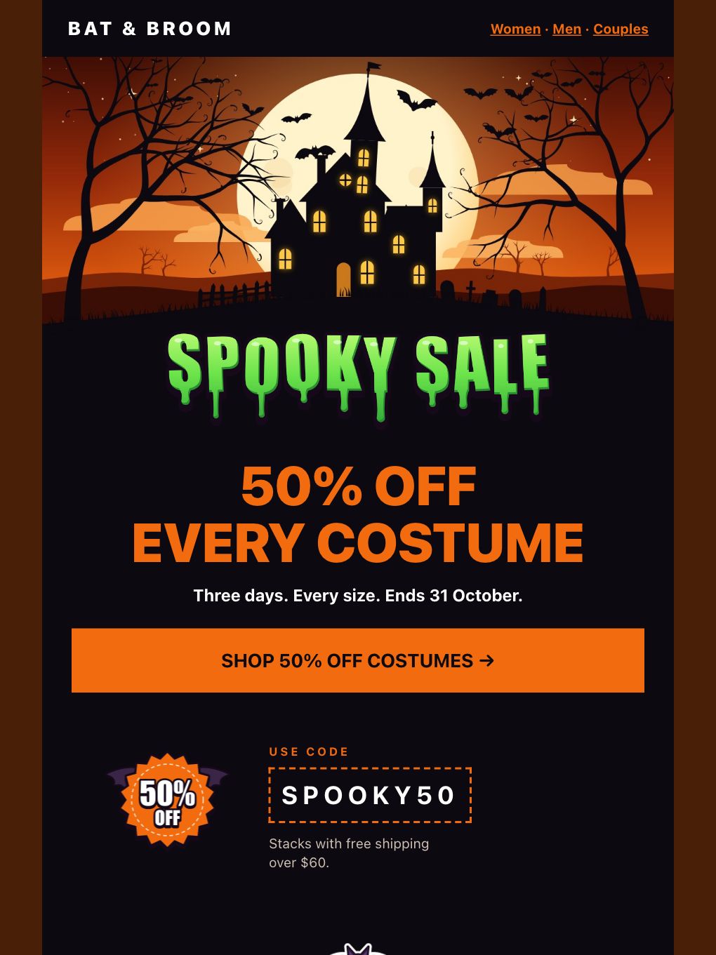 Halloween Spooky Sale — Costume Shop — email template preview