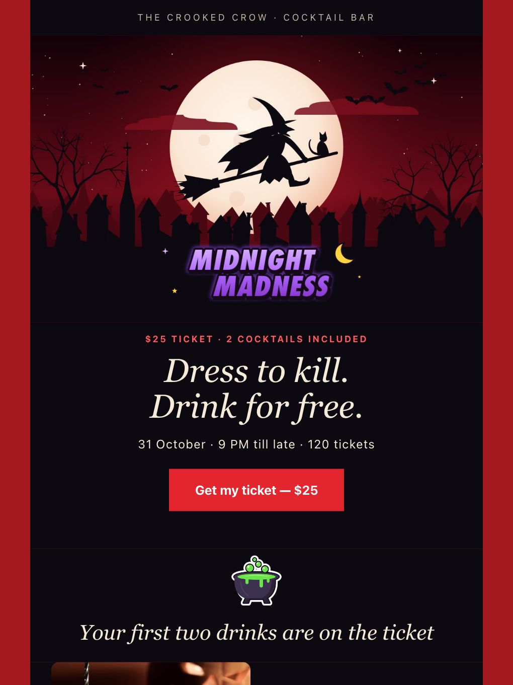 Halloween Party Night — Cocktail Bar — email template preview