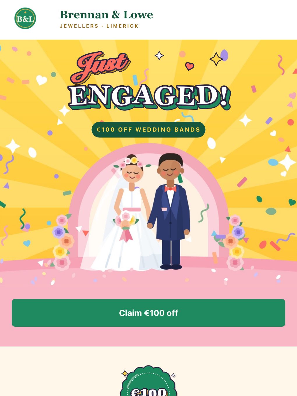 Just Engaged — Wedding Bands Offer — email template preview