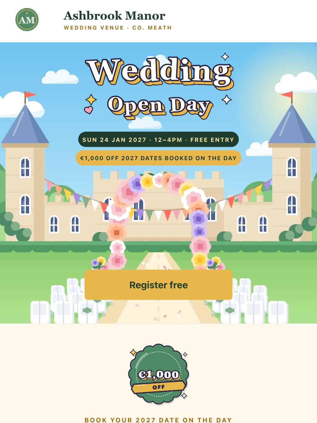 Wedding Open Day — Manor Venue — email template preview