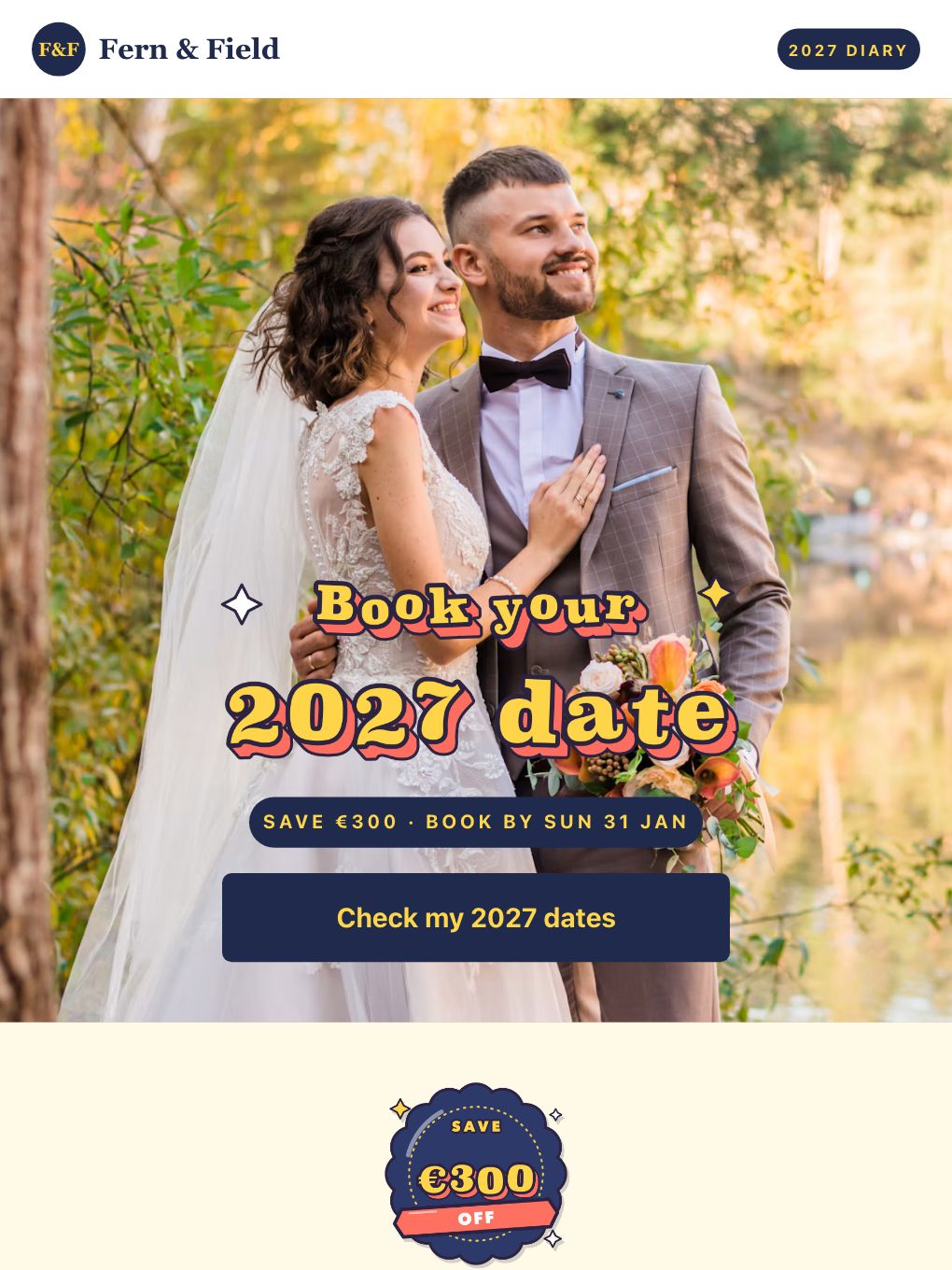 2027 Wedding Dates Filling — Photographer — email template preview